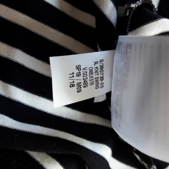 EUC Black & White Stripe Swing Dress Sz L - Picture 7 of 7